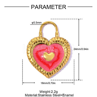304 Stainless Steel Enamel Pendants STAS-OY017-05G-1