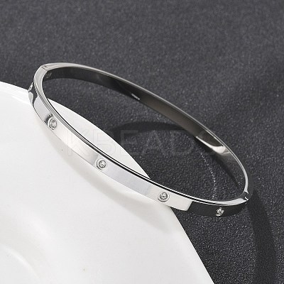 304 Stainless Steel Rhinestone Bangles for Women LS-BJEW-Z092-05P-1