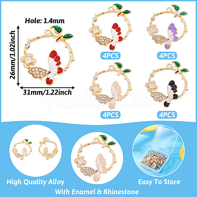 16Pcs 4 Colors Rack Plating Alloy Enamel Pendants FIND-TA0005-20-1