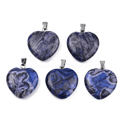 Natural Map Stone Pendants G-N0325-18A-1