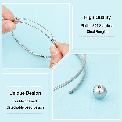 6Pcs 3 Styles 304 Stainless Steel Expandable Bangle Making STAS-OC0001-28-1