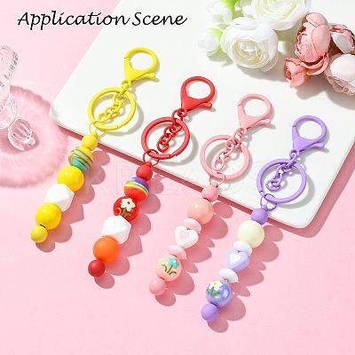 Spray Painted Alloy Bar Beadable Keychain for Jewelry Making DIY Crafts KEYC-A011-02C-1