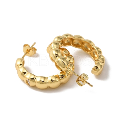 Brass Round Stud Earrings EJEW-F314-07G-1