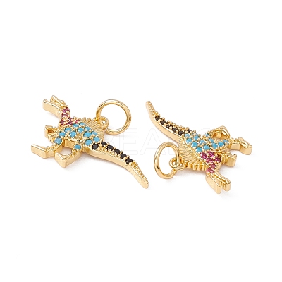 Rack Plating Brass Micro Pave Colorful Cubic Zirconia Pendants ZIRC-C040-48B-G-1