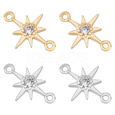 20Pcs 2 Colors Brass Clesr Cubic Zirconia Connector Charms FIND-HY0001-20-1