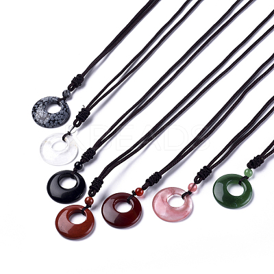 Natural & Synthetic Gemstone Pendant Necklaces NJEW-E149-1