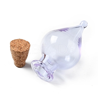 Teardrop Glass Cork Bottles Ornament AJEW-A039-01F-1