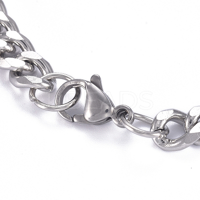 Tarnish Resistant 304 Stainless Steel Curb Chain ID Bracelets X-BJEW-G631-04P-1