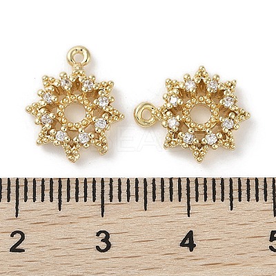 Brass Micro Pave Clear Cubic Zirconia Charms KK-G491-12G-1