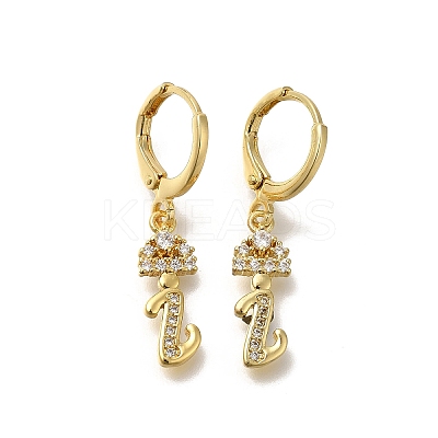 Brass Clear Cubic Zirconia Hoop Earrings EJEW-M045-01L-1