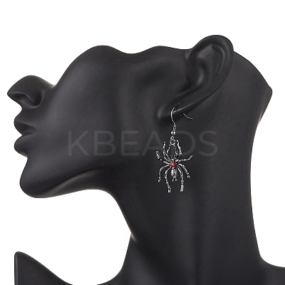 Alloy Rhinestone Spider Dangle Earrings EJEW-JE06655-01-1