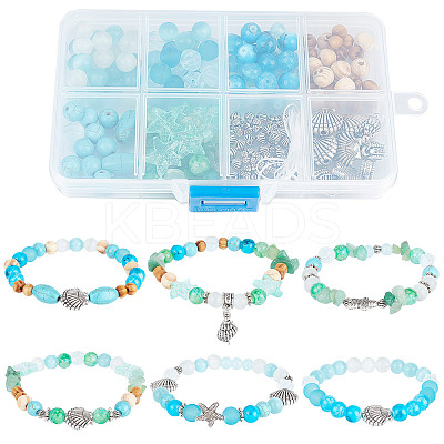 DIY Ocean Theme Stretch Bracelets Making Kit DIY-SC0021-56-1