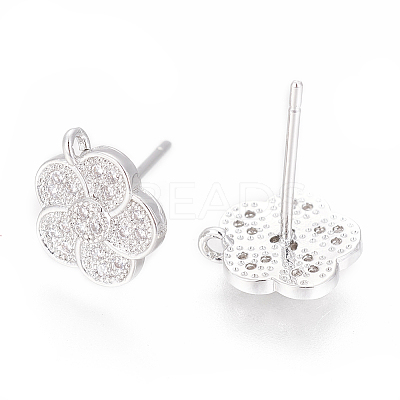 Brass Stud Earring Findings X-ZIRC-O034-18P-1