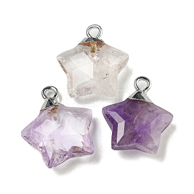 Natural Amethyst Pendants G-P540-01P-10-1