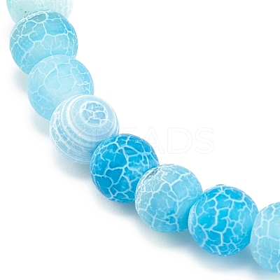 Natural Weathered Agate(Dyed) Round Beaded Stretch Bracelet BJEW-JB08363-03-1