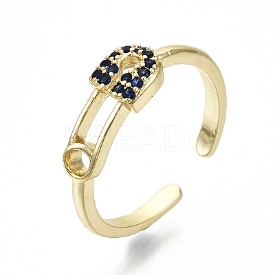 Brass Micro Pave Cubic Zirconia Cuff Rings RJEW-S045-024G-B-NR-1