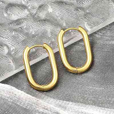 PVD Vacuum Plating 202 Stainless Steel Huggie Oval Hoop Earrings EJEW-H003-07G-07-1