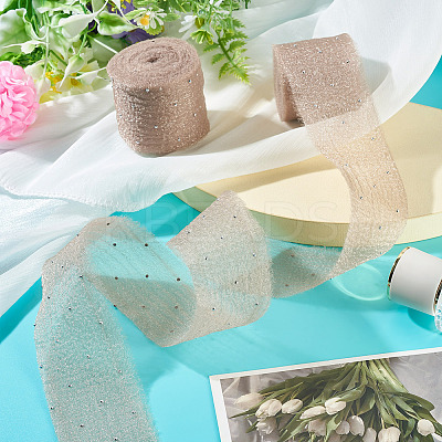 2Rolls Polyester Hot-fix Rhinestone Raw Edges Ribbon OCOR-TA0003-95G-1