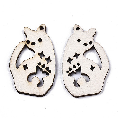 Unfinished Natural Poplar Wood Pendants WOOD-N006-68-1