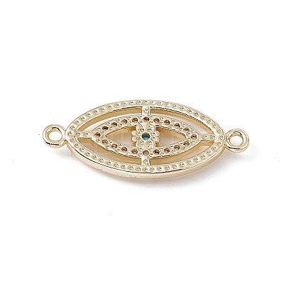 Rack Plating Brass Micro Pave Clear Cubic Zirconia Connector Charms KK-A175-03G-1