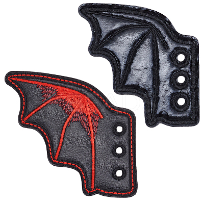 2 Pairs 2 Styles Halloween Imitation Leather Shoe Buckle for DIY Shoe Accessory AJEW-GF0011-82C-1