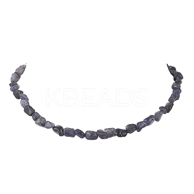 Natural Iolite Nuggets Beaded Necklaces for Women NJEW-JN05829-1