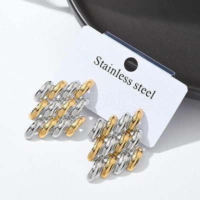 304 Stainless Steel Two Tone Stud Earrings for Women STAS-Z117-03GP-1