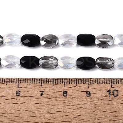 Electroplate Imitation Jade & Opaque & Transparent Glass Beads Strands EGLA-Q135-6x8MM-01H-1