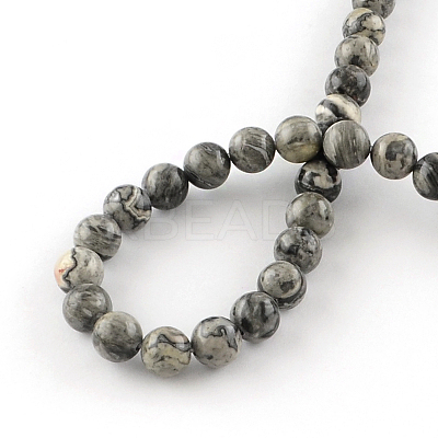 Natural Map Stone/Picasso Stone/Picasso Jasper Beads Strands G-S188-8mm-1