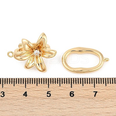 Brass Micro Pave Clear Cubic Zirconia Fold Over Clasps KK-U043-17G-1
