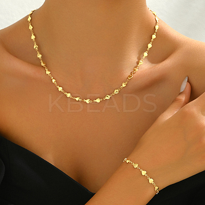 Brass Heart Lock Necklaces and Bracelets Set for Fashionable Ladies SE2040-1