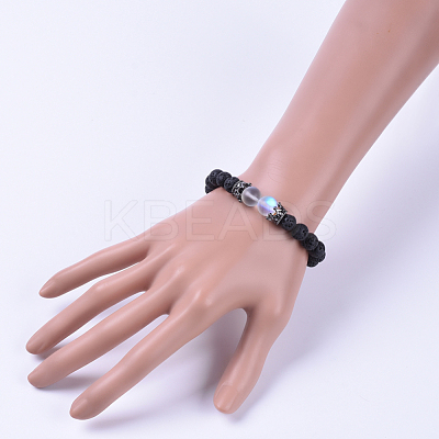 Synthetic Moonstone Stretch Bracelets BJEW-JB04563-05-1