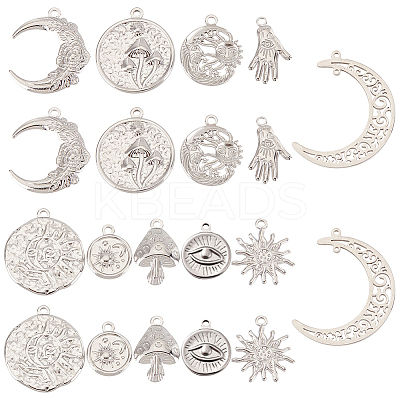 20Pcs 10 Style 304 Stainless Steel Pendants STAS-SC0004-80P-1