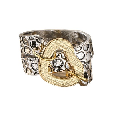 Hammered Alloy Finger Link Rings for Women FS-WG9B92C-05-1