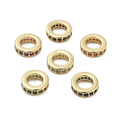 Brass Micro Pave Cubic Zirconia Spacer Beads KK-Q006-64G-1
