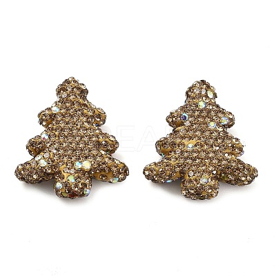 Christmas Tree Polymer Clay Rhinestone Beads CLAY-NH0001-14B-1