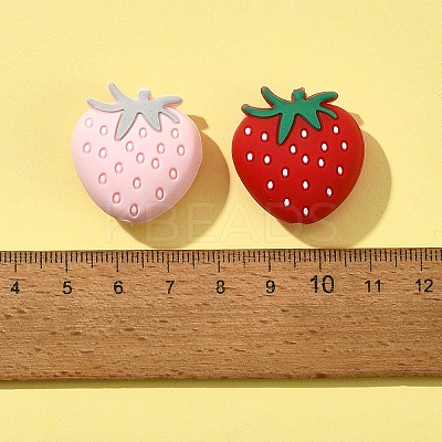 10Pcs 2 Colors Strawberry Food Grade Eco-Friendly Silicone Focal Beads SIL-FS0001-11-1
