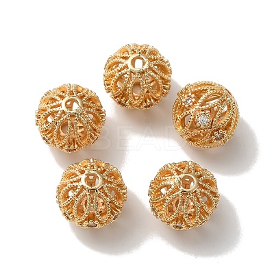 Rack Plating Brass Micro Pave Cubic Zirconia Beads KK-C020-03LG-1