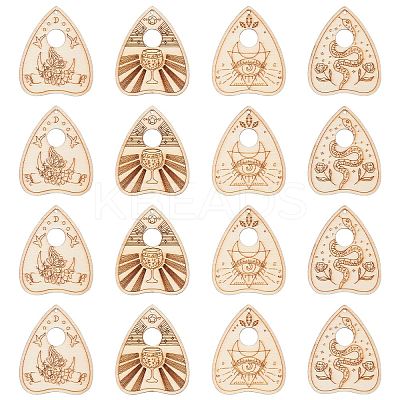 40Pcs 4 Styles Unfinished Wood Planchettes WOOD-CJ0001-76-1