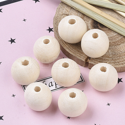 Natural Unfinished Wood Beads X-WOOD-S651-A10mm-LF-1