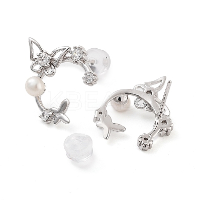 Butterfly Rhodium Plated 925 Sterling Silver Studs Earrings STER-Z009-03P-1