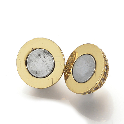 Brass Micro Pave Cubic Zirconia Magnetic Clasps with Loops ZIRC-S058-04G-12mm-1