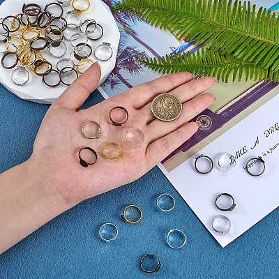 60Pcs 5 Colors Adjustable Brass Ring Components FIND-SZ0002-23-NR-1