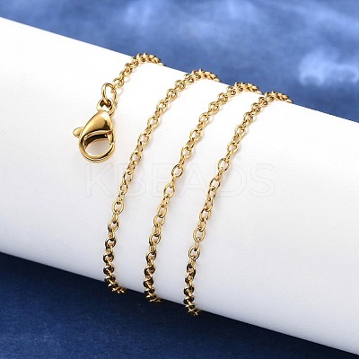 Ion Plating(IP) 304 Stainless Steel Cable Necklaces MAK-N016-12G-1