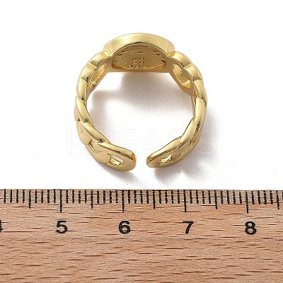 Brass Micro Pave Clear Cubic Zirconia Open Cuff Rings for Women RJEW-K289-02G-N-1