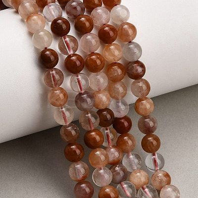 Natural Red Hematoid Quartz Beads Strands G-G475-A01-6mm-1