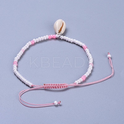 Adjustable Glass Seed Bead Braided Bead Bracelets BJEW-JB04283-M-1