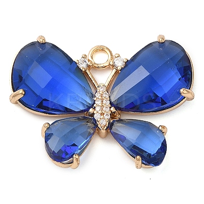 Rack Plating Brass Clear Cubic Zirconia Pendants KK-N255-11G-01-RS-1