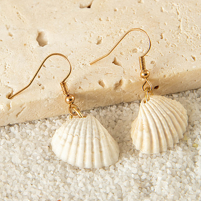 Alloy Natural Shell Dangle Earrings FS-WG3D07F-03-1