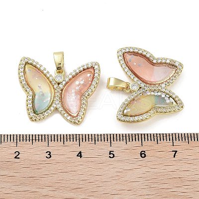 Real 18K Gold Plated Rack Plating Brass Micro Pave Cubic Zirconia Pendants KK-R161-05G-02-1